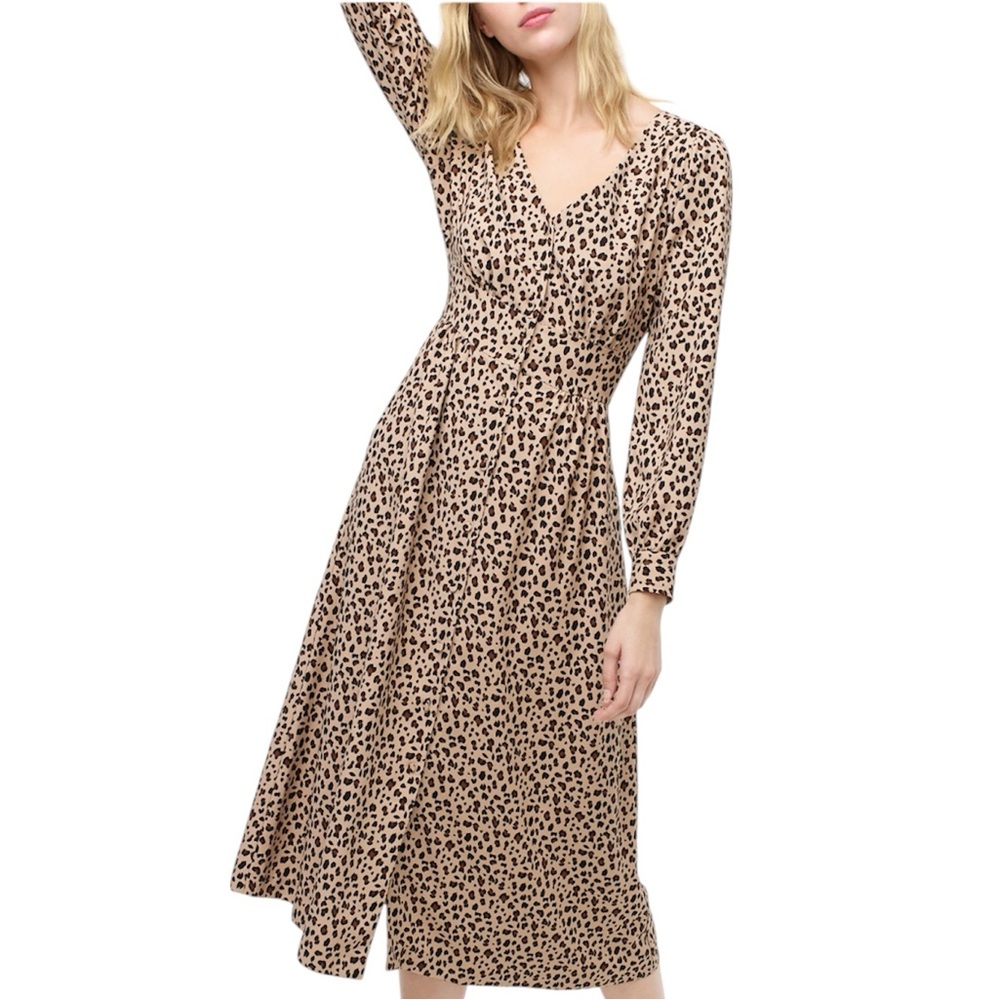 J.Crew Button-front A-line midi dress in leopard - Sz. 6